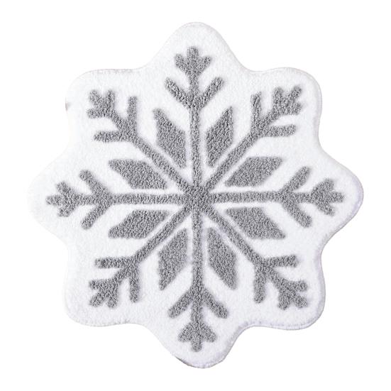Christmas Snowflake Bathroom Rug Fuzzy Snowflake Absorbent Floor Mat Machine Washable Non Slip Bathtub Rug for Shower Entrance Kitchen Decor