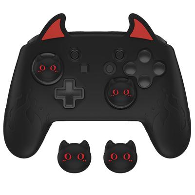 Силиконовый чехол PlayVital Cute Demon для контроллера Nintendo Switch Pro, колпачок джойстика и наклейка-уплотнитель в комплекте [черный]