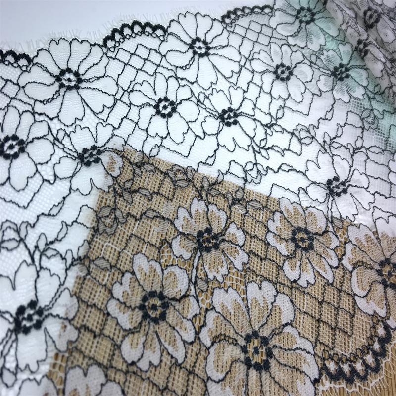 Эластичное кружево для ресниц шириной 20,5 см, двухцветное кружево шантильи из спандекса и сетки для нижнего белья, бюстгальтеров, нижнего белья, одежды, шитья и рукоделия