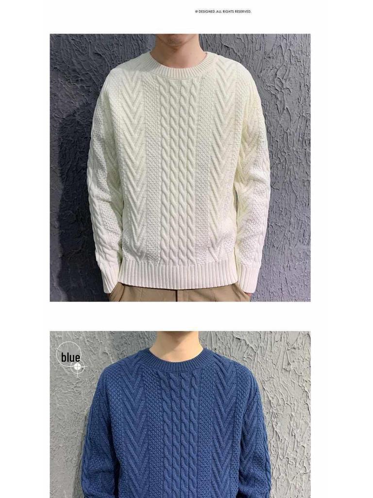 Мужской кардиган крупной вязки «косы» на осень/зиму 2025 - Корейский стиль, свободный трикотаж для пар