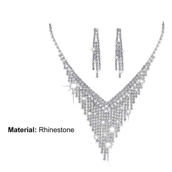 1 комплект, комплект свадебных серег и ожерелья, ювелирные изделия с кисточками и стразами, блестящие серьги-колье-колье для свадьбы