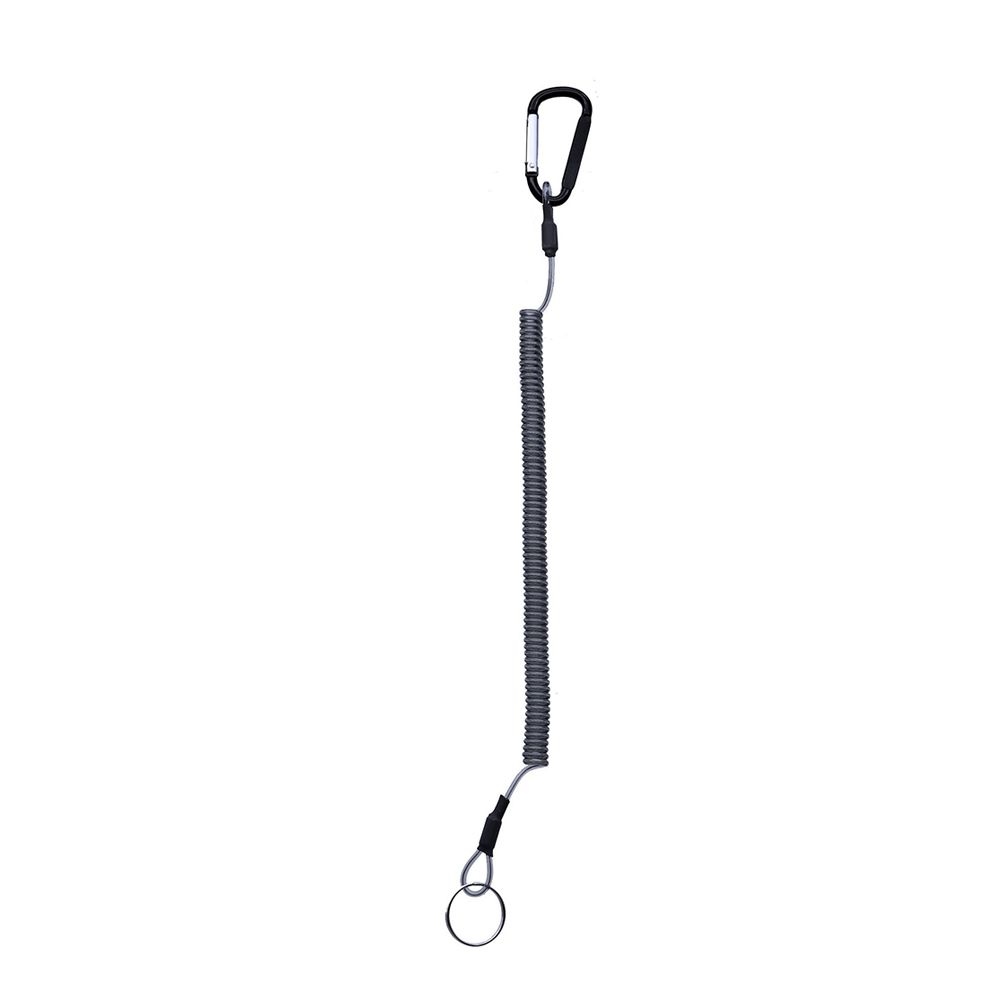 Outdoor Elastic Climbing Steel Wire Anti-lost Spring Rope Carabiner Lanyard Fishing String