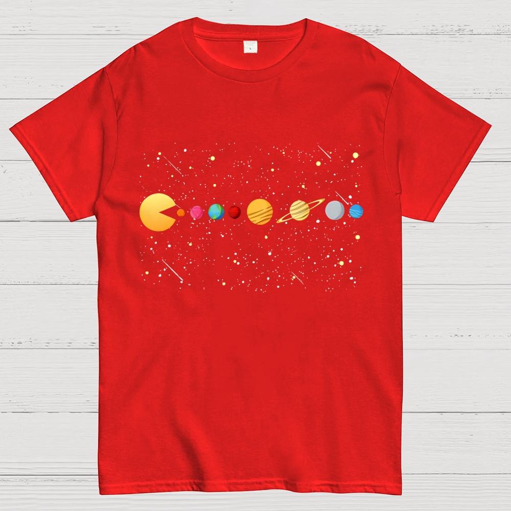 Funny Solar System - Astronauts Space Video Games Cotton Summer Casual Cool Loose T-Shirt