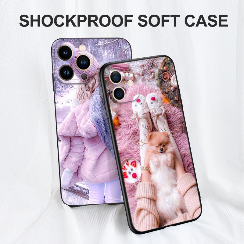 Черный чехол из ТПУ для Motorola Moto G31 G40 Fusion G41 G50 G51 edge30 G10 G20 G30 G100 5G G22 зима девушка рождество