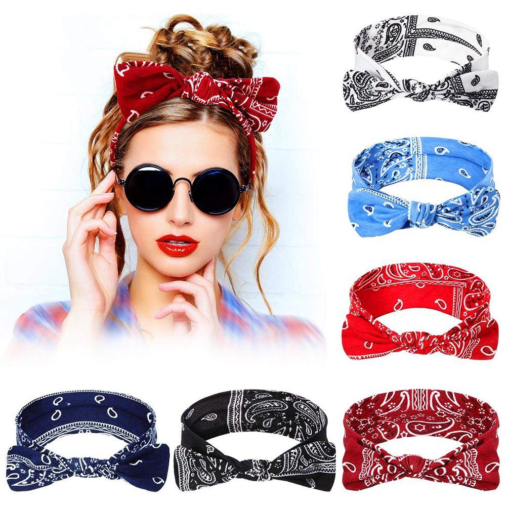 Банданы Крест-тюрбан Узел Головной убор Женские повязки с узлом Повязка на голову с кроличьими ушками Повязка на голову в стиле ретро