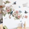 Съемная самоклеящаяся наклейка на стену Цветы магнолии с птицами на ветке для декора акцентной стены спальни, дивана