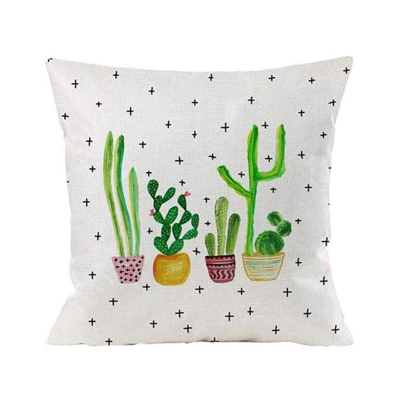 Simple Modern Green Leaves Tropical Plant Series Linen Pillowcase Nordic Small Fresh Style Cushion Cover