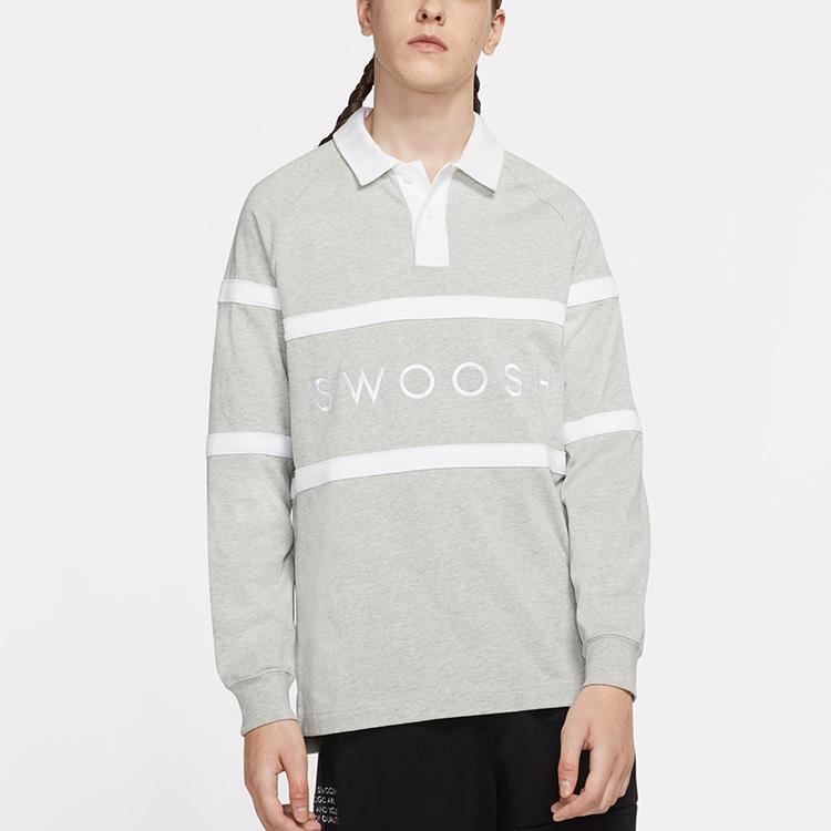 Nike Swoosh Logo Fitted Polo Shirt Men Tops Grey CV0170-063