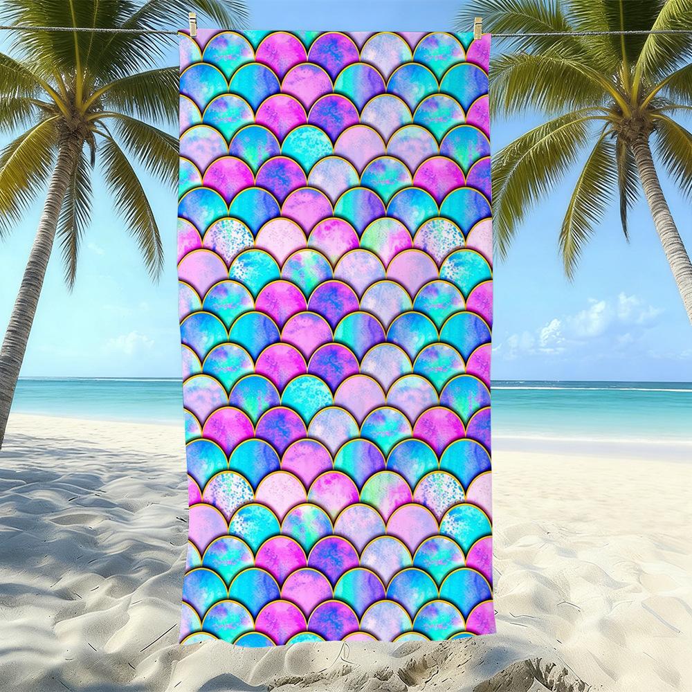 Seaside Microfiber Beach Towel, Water-Absorbing Quick-Drying Double-Sided Velvet Printed Bath Towel