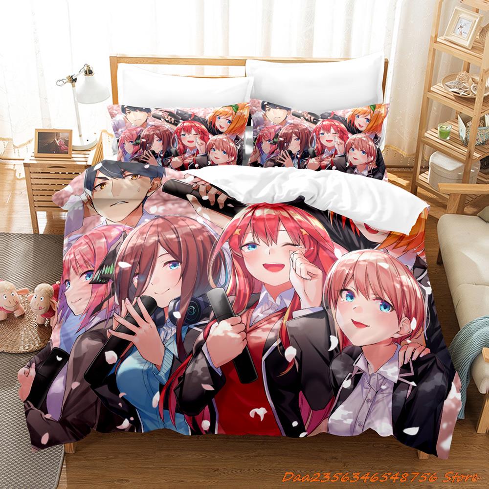 Новый комплект постельного белья Quintessential Quintuplets из трех предметов с рисунком из мультфильма «Аниме» для взрослых и детей, пододеяльник, наборы для спальни, cama de casa