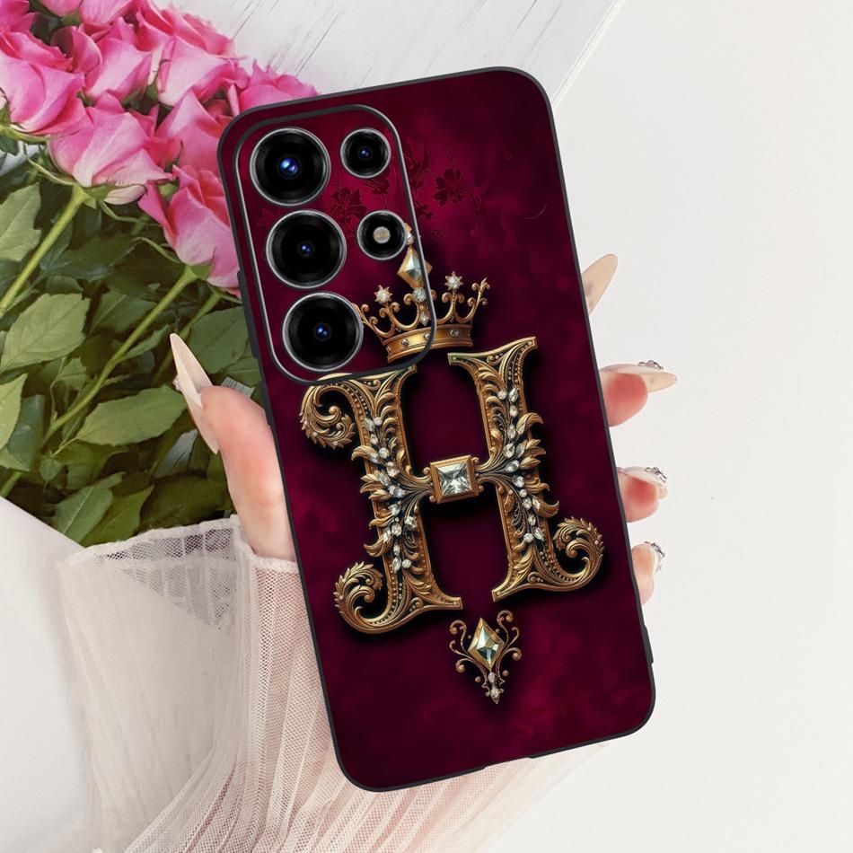 For Itel S26 Ultra 2026 Royal Crown Initial Letter Couple Phone Case For Itel Super 26Ultra Black Silicon Soft Covers Bumpers