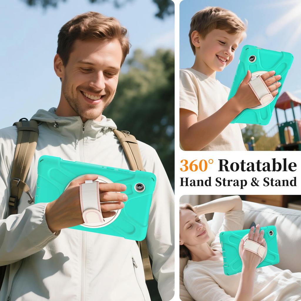 Kickstand Case for Samsung Galaxy Tab A11 2025 8.7 Inch SM-X133 SM-X135 360 Rotating 3-Layers Hybrid Cover with Shoulder Strap