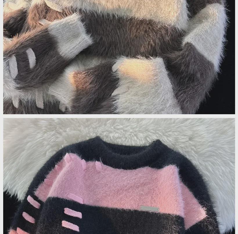 Мужской полосатый свитер из японской клеевой норки на осень/зиму — уютный и ленивый дизайн