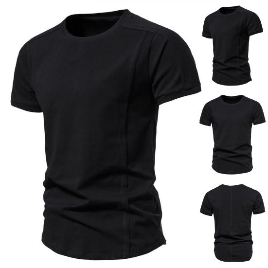 Мужской летний топ, модный приталенный мужской летний топ средней длины, однотонный летний топ, летняя футболка, мужская одежда