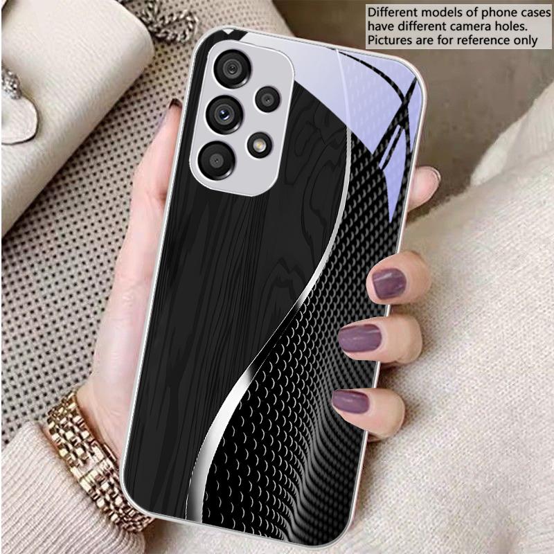 Сетка с текстурой дерева черная Для Samsung S8 S9 S10 20 U ltra S21 Pro S22 Plus S23 FE S24 Ultra 22 S25 Edge S25Ultra Стеклянный Чехол для Телефона