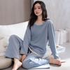 Island Fleece Pajamas Women'S Autumn And Winter Coral Fleece Thin Fleece Long-Sleeved Casual Fake Two-Piece Set Head Loungewear Set