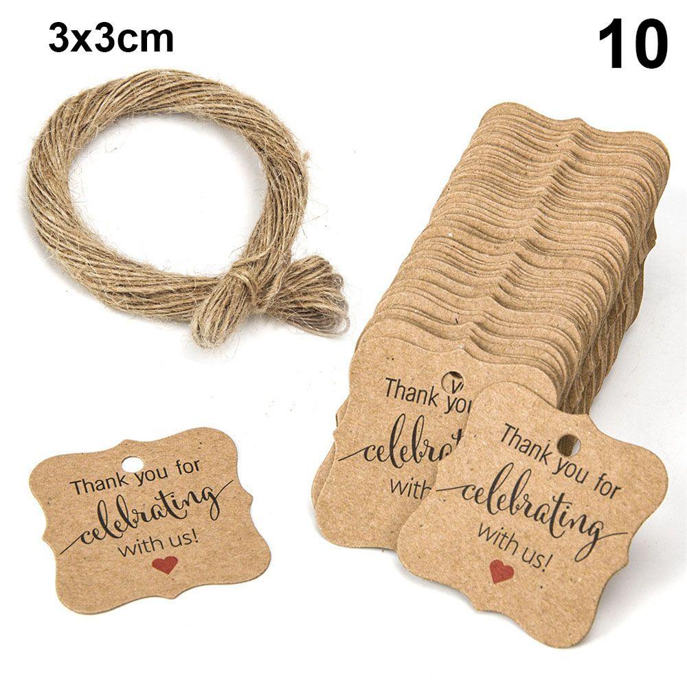 100pcs Cards Wedding Party Luggage Handmade Thank you Hanging Label Jute Twine Kraft Gift Tags