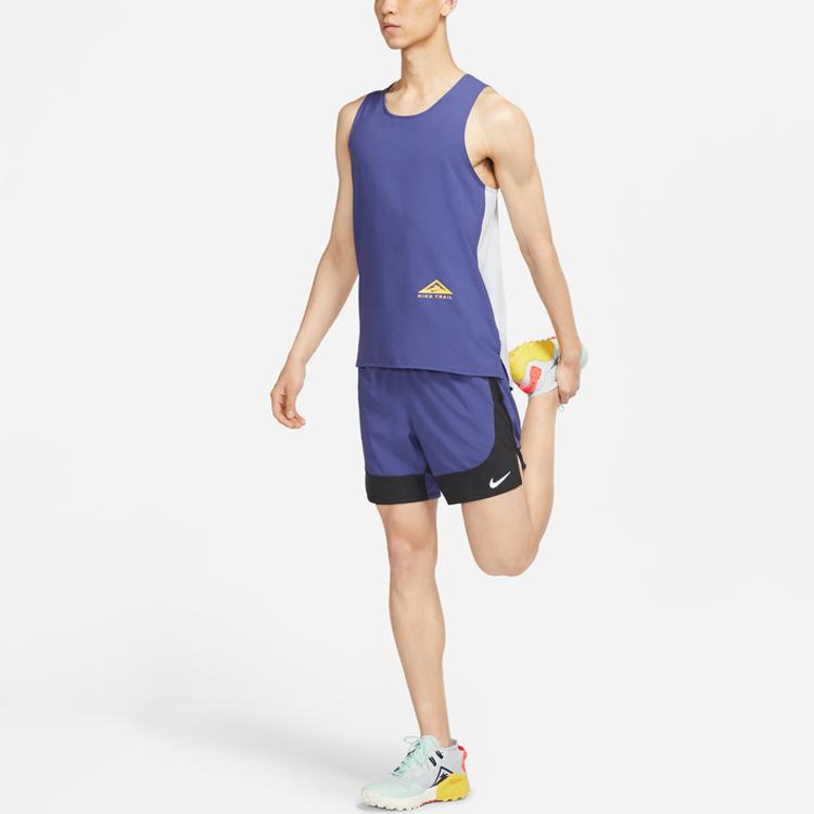 Nike Dri-FIT Rise 365 Color Block Running Майка без рукавов Мужские топы Темно-фиолетовый Серый CZ9191-057