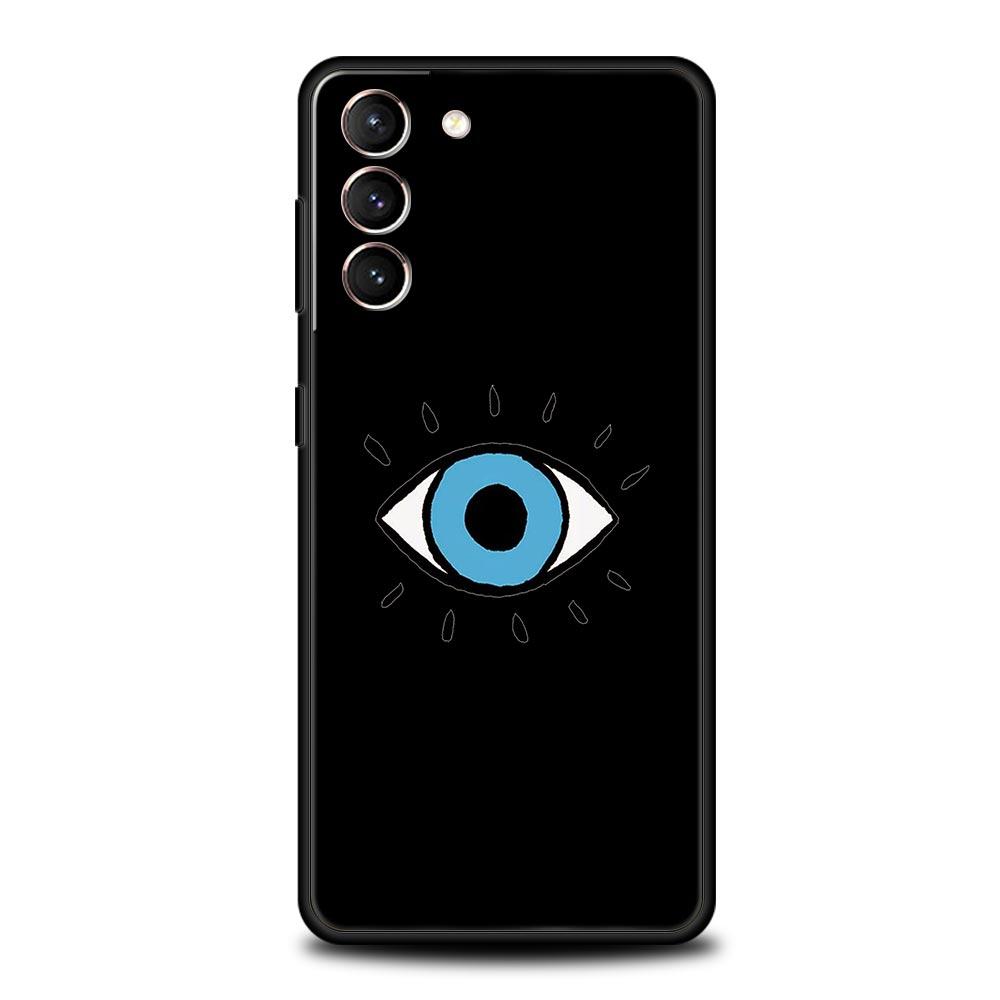 Чехол для телефона Samsung Galaxy S23 S22 Ultra S20 S21 FE 5G S10 S9 Plus S10E S8 Note 20 Черный Чехол Печать Счастливый Глаз Синий Злой Глаз