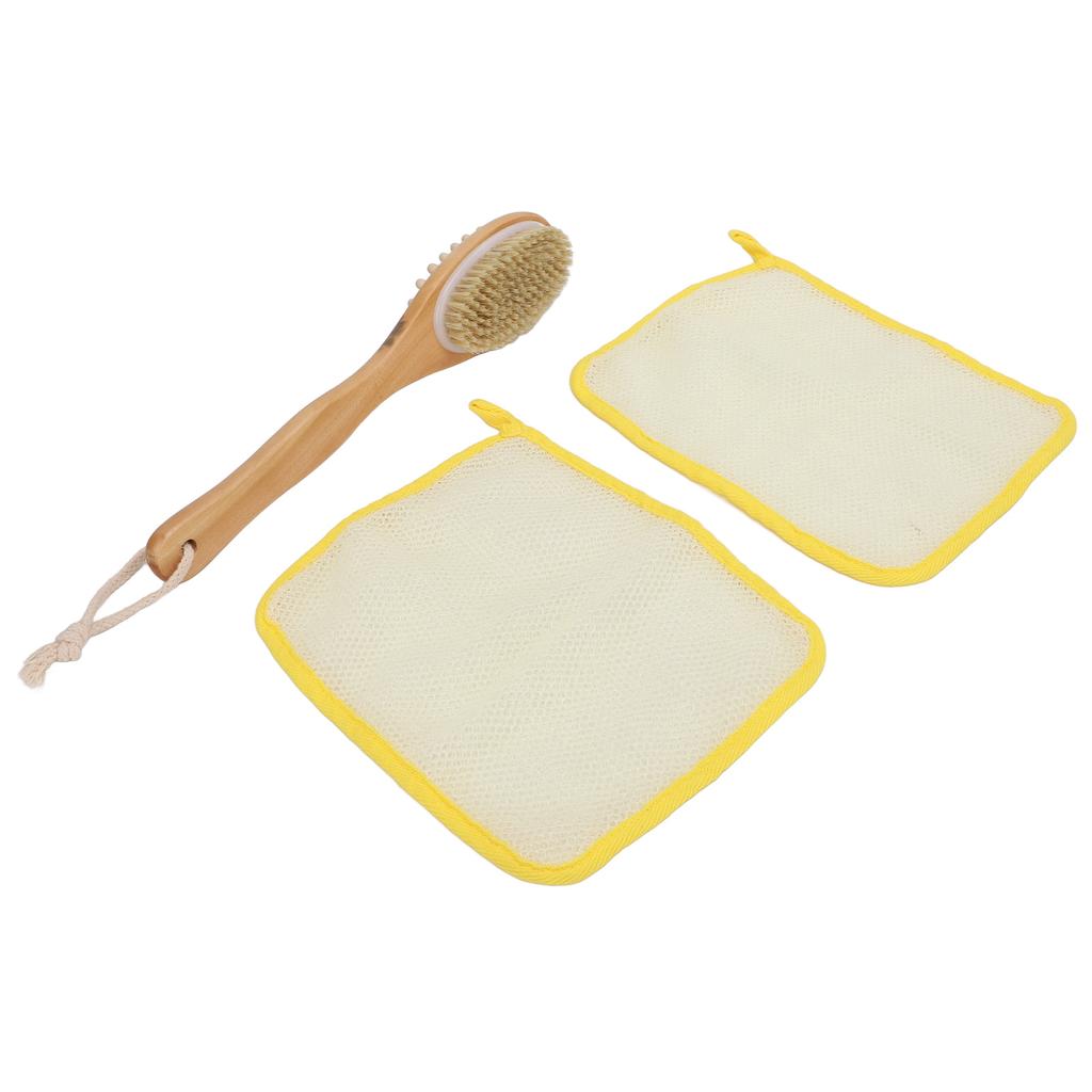 Набор из 2 отшелушивающих полотенец для душа с массажным полотенцем и двухсторонней длинной ручкой для ванны