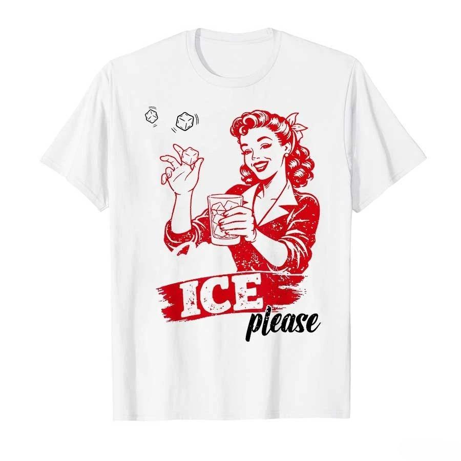 Funny No Ice Please Meme Printed T-shirt for Women Summer Casual T Shirts Short Sleeve Round Neck Tops Women Clothing