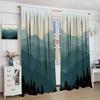 2pcs Peach Skin Velvet Curtains - Misty Forest Tree Foggy Mountain Blackout Curtain Panels with Rod Pocket Design for Window Tre