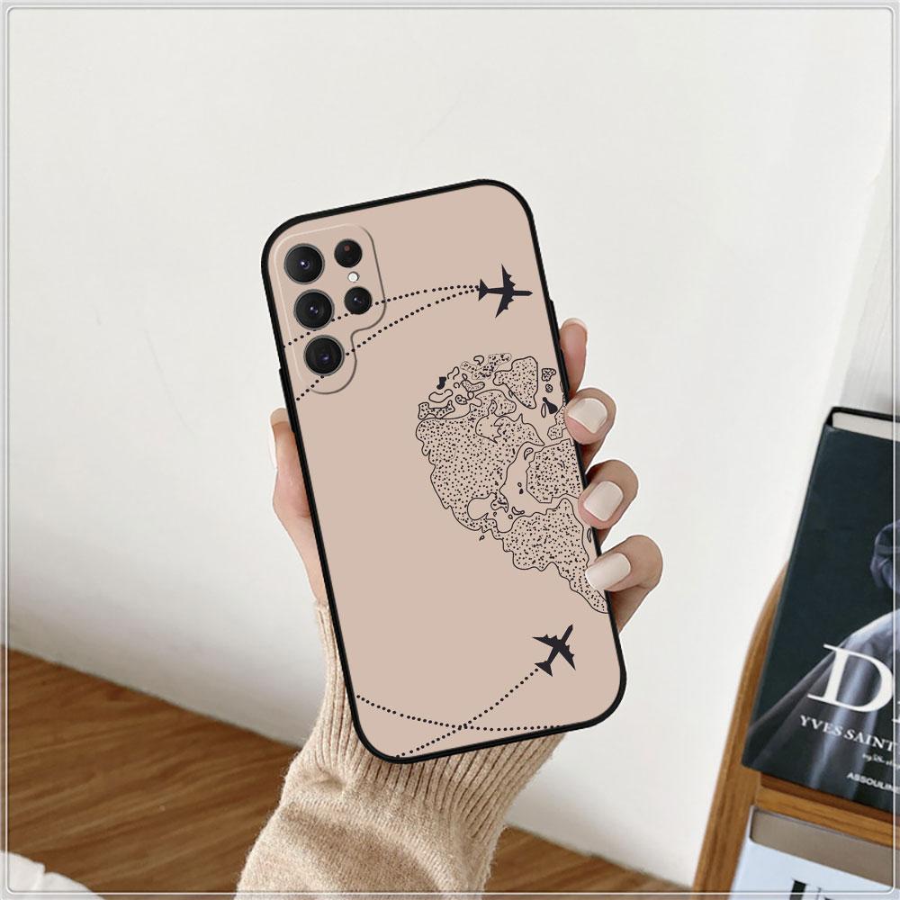 Чехол для телефона с картой мира и самолетами для путешествий для Samsung Galaxy S24 Чехол S22 S21 S20 S23 Ultra Fe S10 S25 S9 S8 Plus Мягкая силиконовая крышка