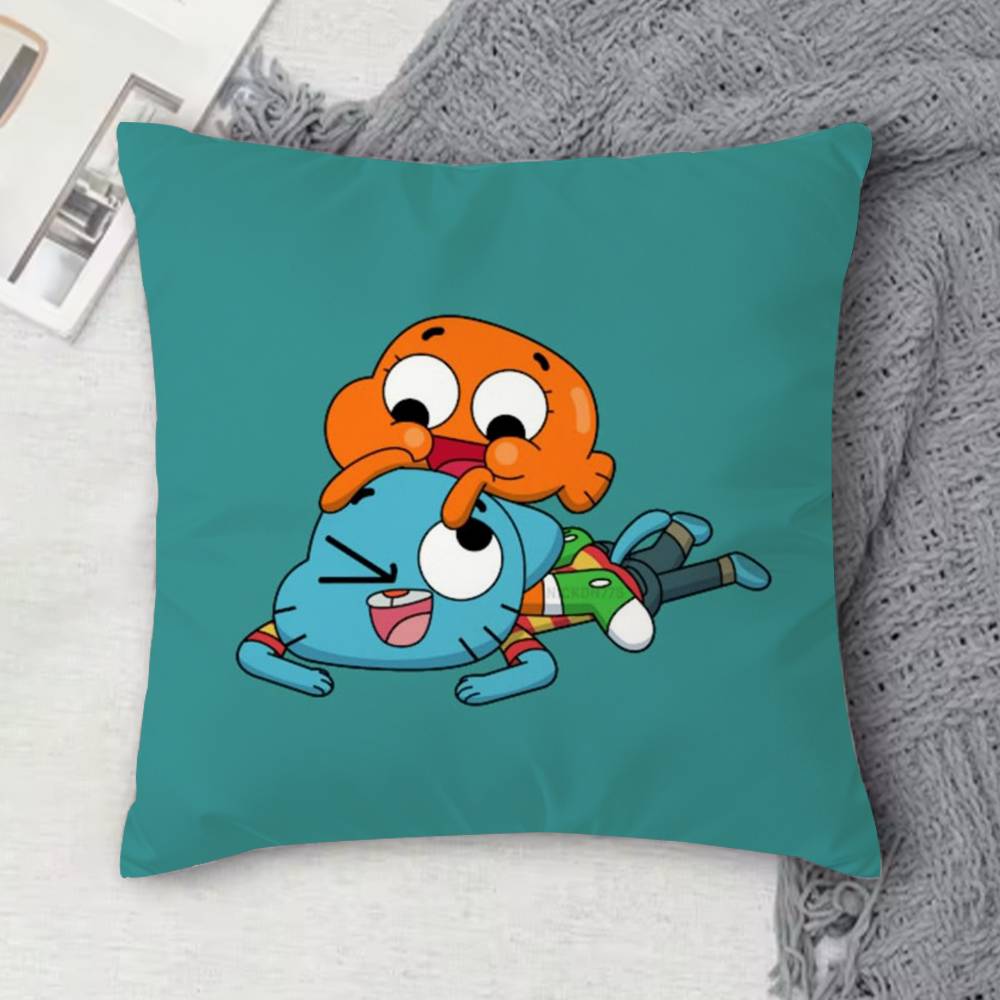 TThe Amazing World of Gumball Doublesided Printed Square Decorative Cushion Cover for Sofa Living Room Home Decor