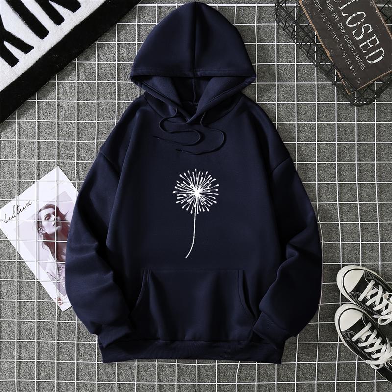 Dandelion Print Multicolored Tops Hoodie Korean Harajuku Aesthetic Hoodies Goth Women Autumn Winter Pullover Sweatshirt