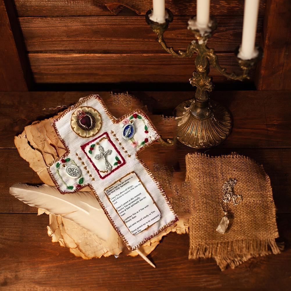 Портативный изысканный крест для святыни, карманный духовный хлопковый инструмент для церемонии веры, функциональный подарок Mul X4L9