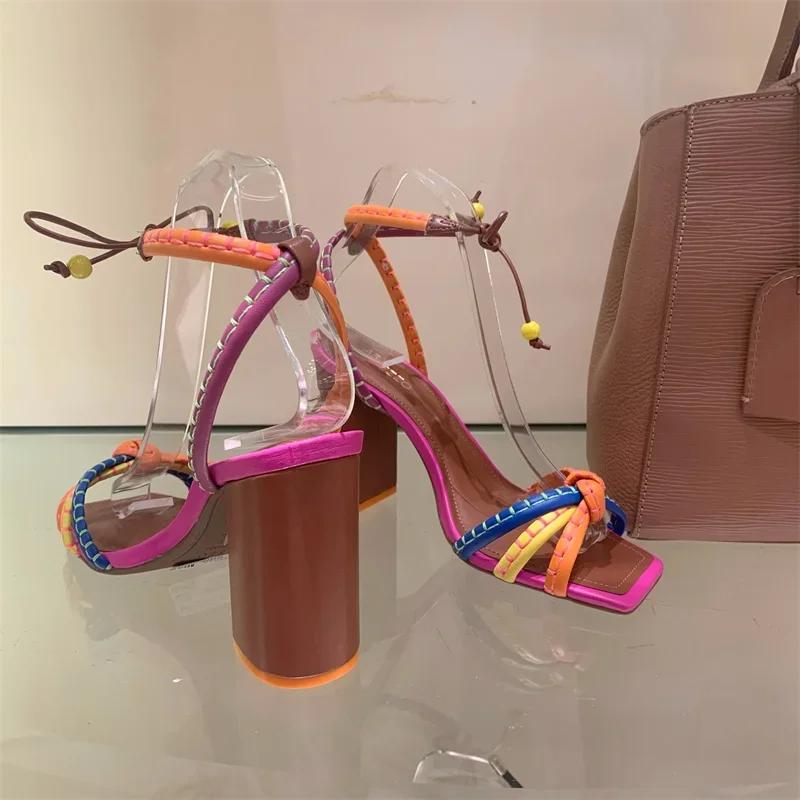 Бразильская мода, роскошные сандалии из переплетенной ткани, дизайнерские брендовые женские туфли с толстым каблуком, женские повседневные сандалии