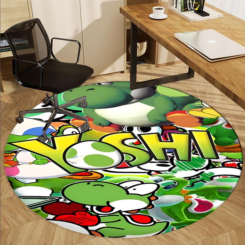 Yoshi Pattern Round Rug, Indoor/Outdoor Mat, for Picnic, Gameroom, Bedroom, Office, Living Room, Home Decor Carpet, Birthday Gift