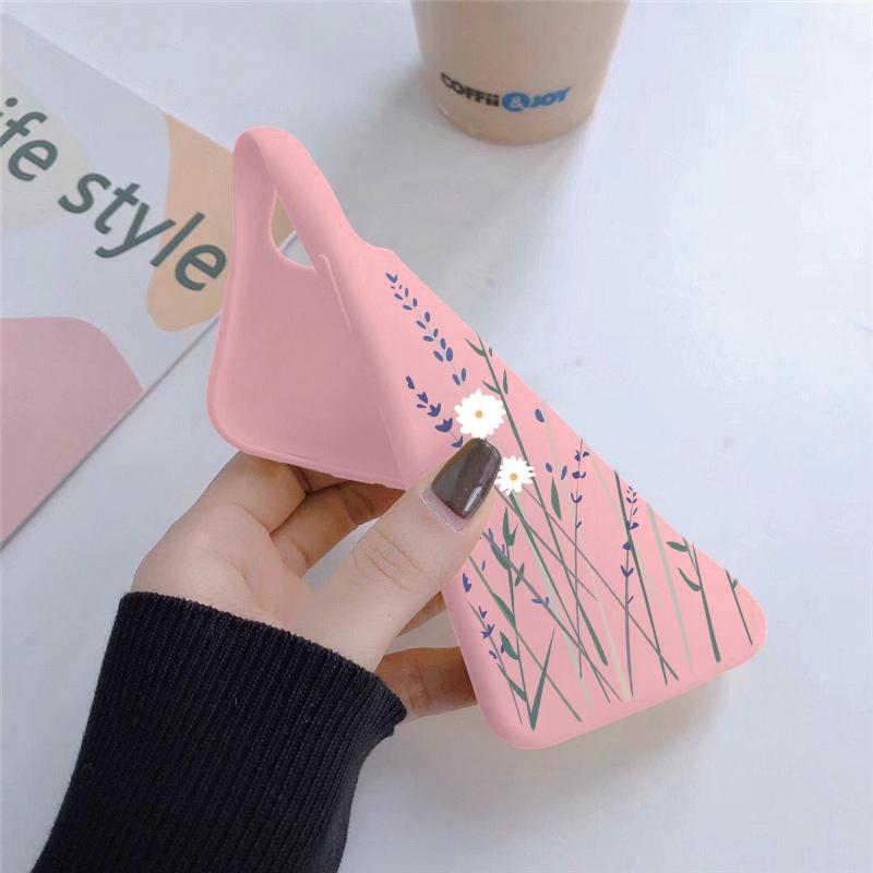 Мягкий силиконовый чехол с рисунком цветка и листьев для Samsung M35 A55 Xiaomi Redmi Note Poco C65 iPhone Huawei Honor Realme Camera Защитный противоударный чехол