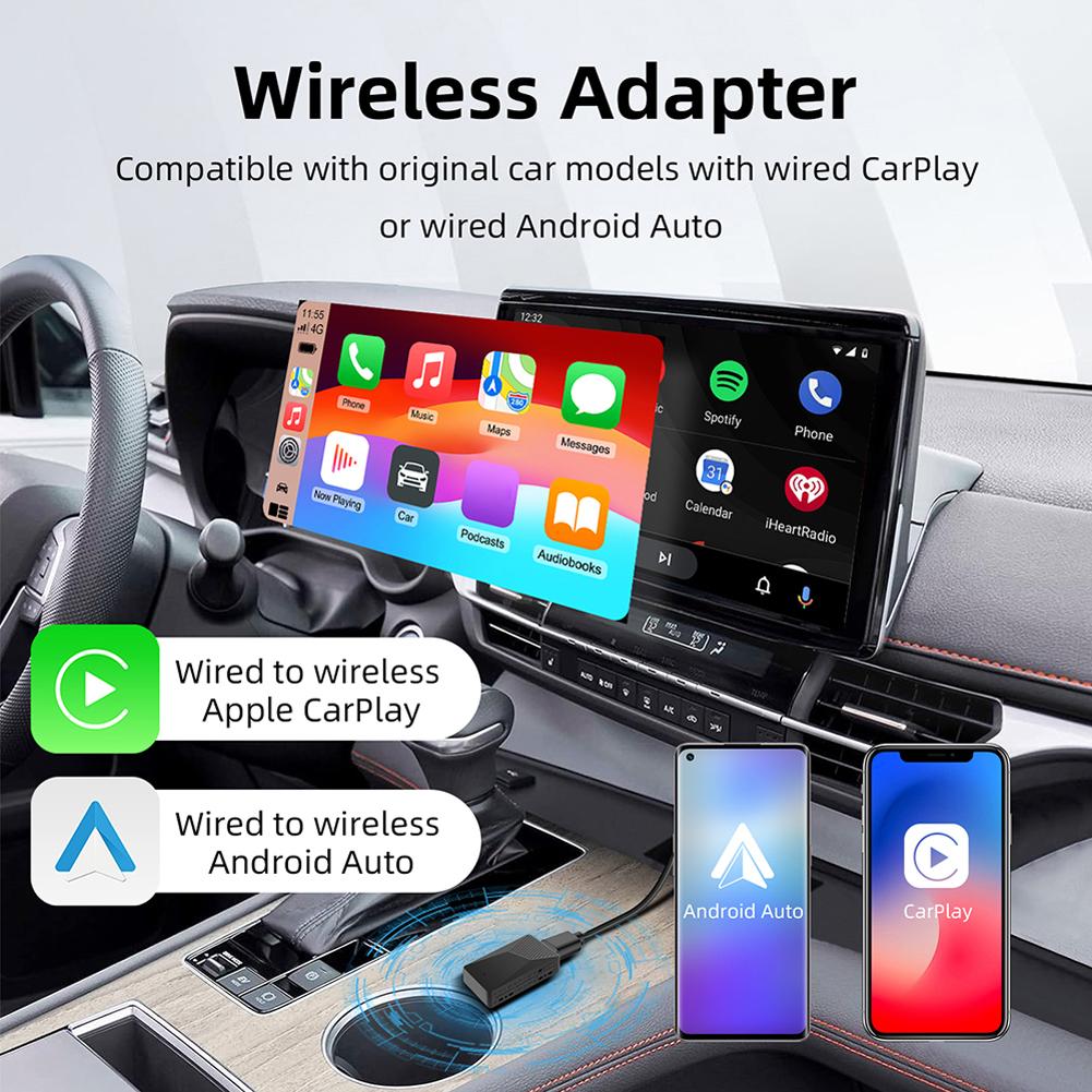 Проводной в Беспроводной Carplay и Android Auto AI Box USB Plug and Play 2 в 1 Донгл OTA Обновление для Автомобилей с Проводным CarPlay Android Auto