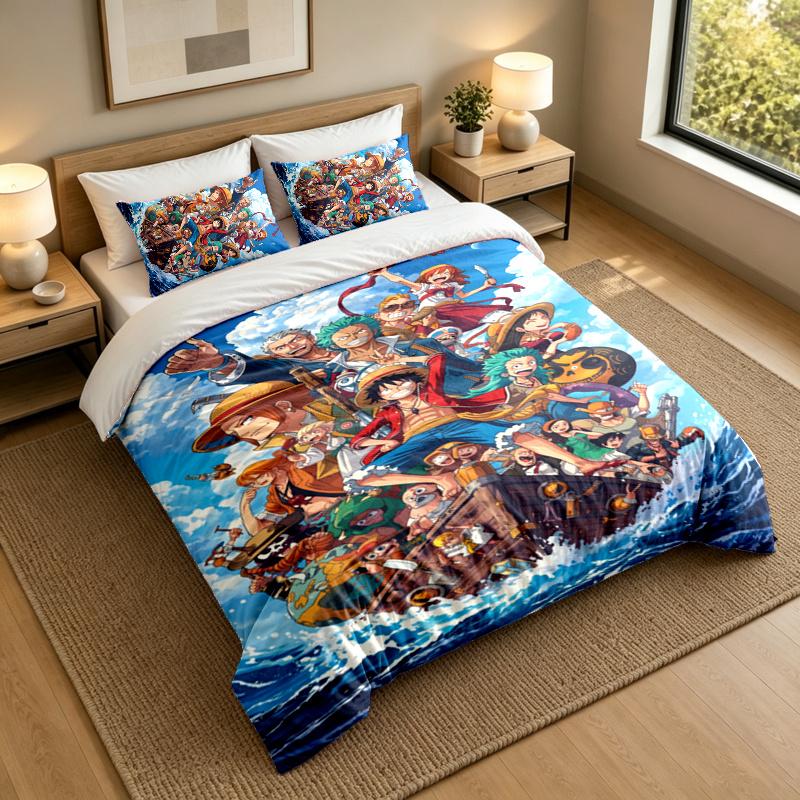 3-Piece Bed Sheet Set with One Piece Design, 1 Flat Sheet and 2 Pillowcases for Bedroom