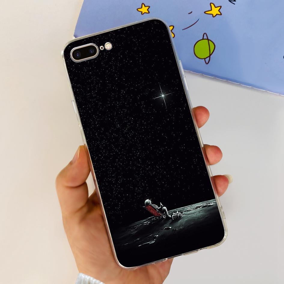 Чехол для iPhone 7 8 Plus Роскошный Мраморный Астронавт Тонкий Мягкий Силикон Прозрачная ТПУ Задняя Крышка Для iPhone 7Plus A1784 8Plus A1897 Чехол