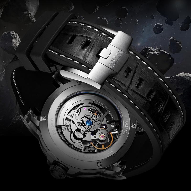 Bonest Gatti Watches Men's Casual Round Hollowed-out Spiral Tourbillon Mechanical Watch