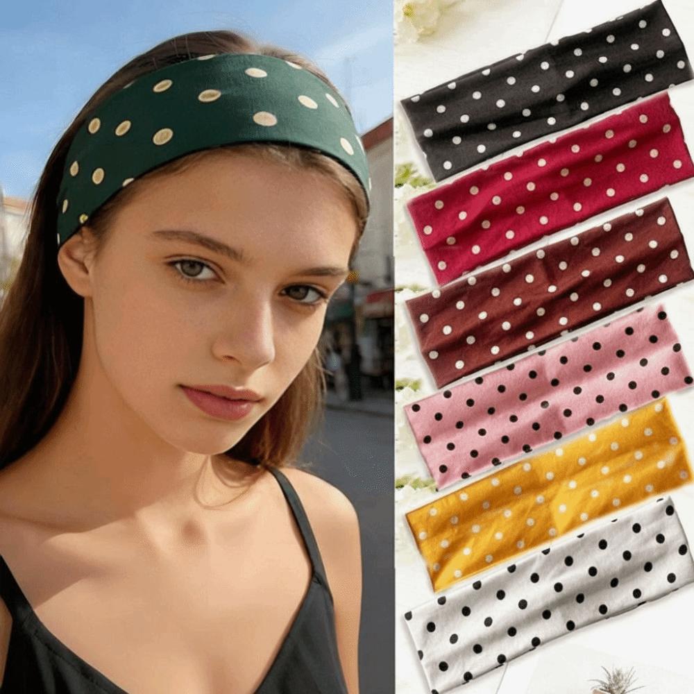 Elastic Polka Dot Headband Stretch Wide Headband Hair Hoop Yoga Elastic Hair Band Photo Props