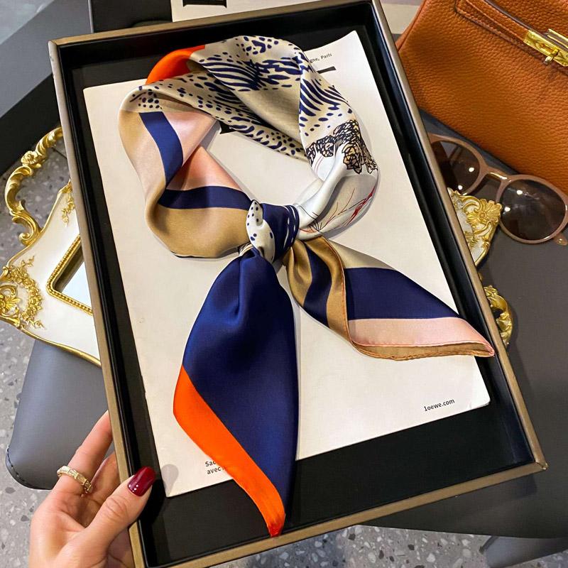 Luxury Silk Shawl Square Scarf for Women Satin Fashion Wraps Neckerchief Female Hair Bands Ribbon Headband Bandana Woman Hijab