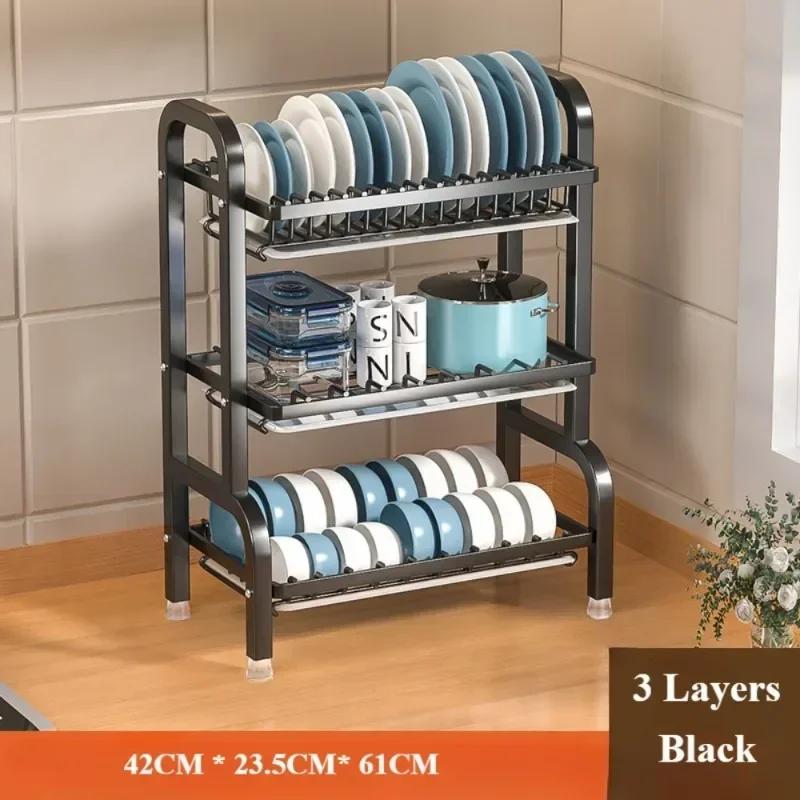 Кухонный стеллаж для хранения, напольные полки для хранения мисок и тарелок из углеродистой стали, утолщенная стальная рама, вместительный шкаф для хранения
