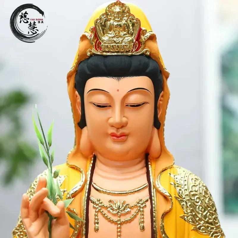 12-дюймовая статуя Будды из смолы, 30-сантиметровая красочная статуя Гуаньинь, украшение, молитва и подношение в зале Будды