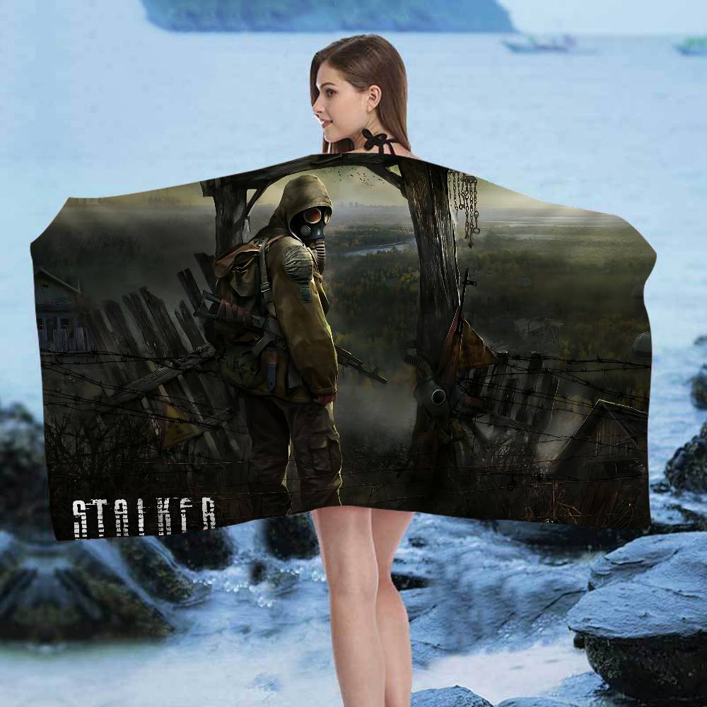 Horror Game S-Stalker Anime Beach Swimming Towel Soft Absorbent Washcloth Children's Gifts for Kids Travel Camping Gym