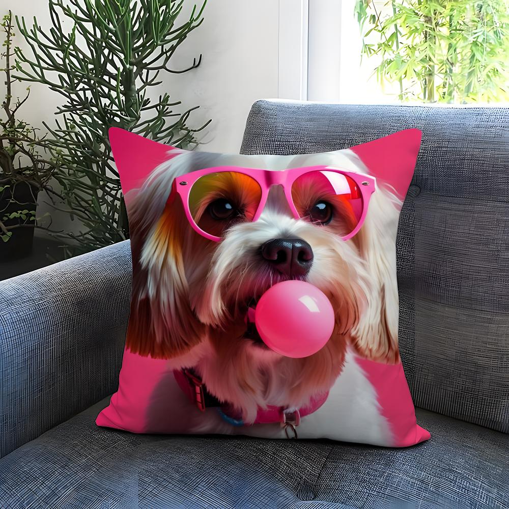 cartoon A corgi dog wearing glasses Cushion Cover Comfortable Reversible Pillow Cover Ideal for Car Sofa Bedroom Beyond
