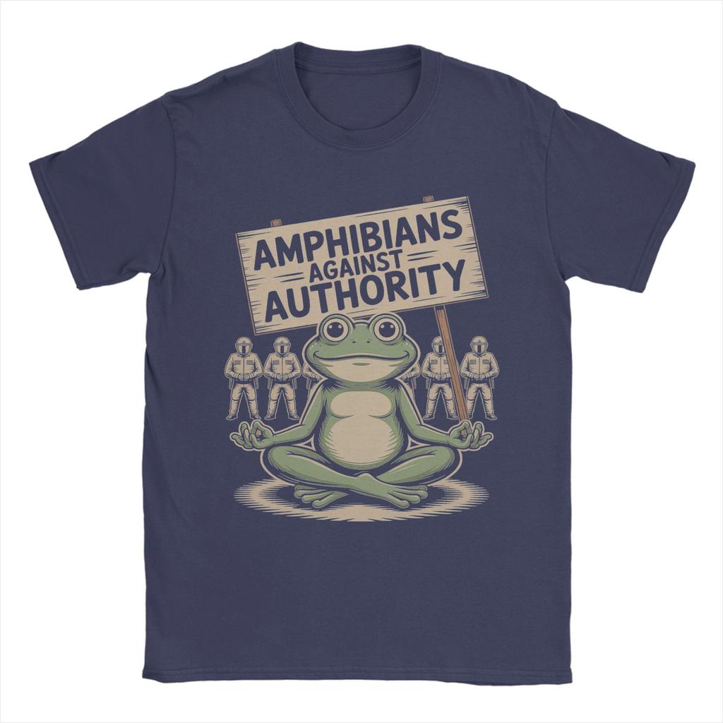 Summer Amphibians Against Authority Hip Hop T Shirts Pure Cotton Tshirt for Man Y2K Fun Loose Short Sleeve Tops
