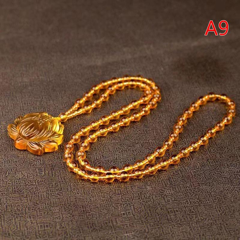 Blue White Gold And Yellow Crystal Carved Buddha Bodhisattva Pendant Necklace Jewelry Charm Aura Amulet Gift For Men Women