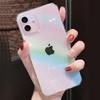 Colorful Pink Rainbow Transparent Phone Case For Iphone 14 Pro Max 13 12 11 X Xs Xr 7 8 Plus Mini Fashion Soft Shockproof Cover