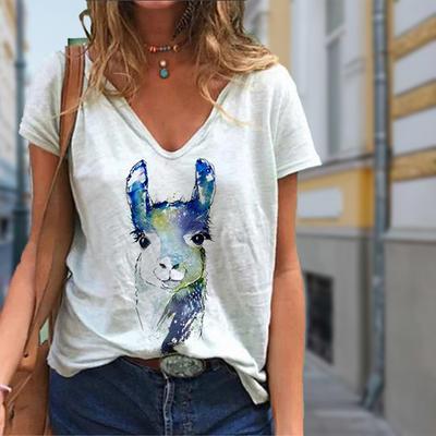 Модные весенние блузки с принтом подсолнуха, футболки с коротким рукавом и V-образным вырезом, повседневные