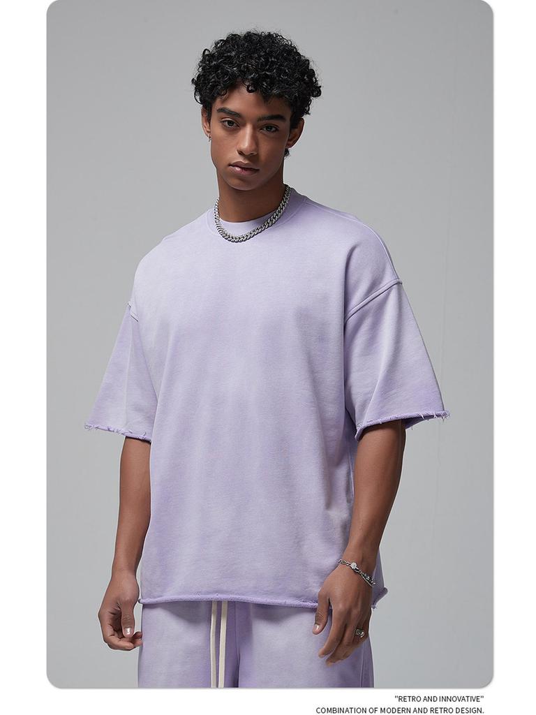 Мужская летняя футболка ARTIE белого цвета с эффектом потертости, окрашенная распылением | Коллекция 2024 г.