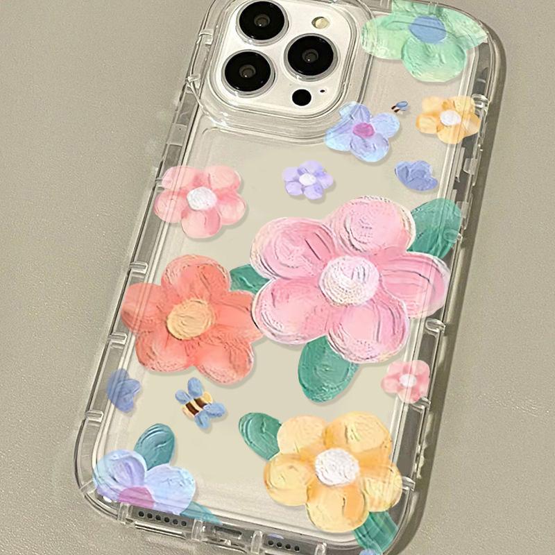 Силиконовый прозрачный чехол для телефона для iPhone 11 16 13 15 Pro Max 14 12 XS X XR 7 8 Plus SE 16promax Противоударный чехол с цветочным рисунком