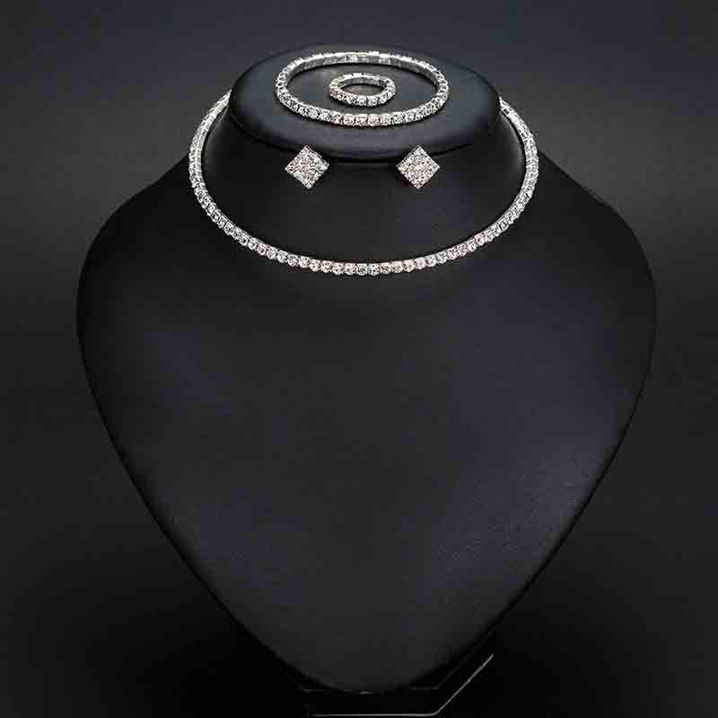 Классическое ожерелье-чокер со стразами, серьги и браслет, свадебные комплекты ювелирных изделий, свадебные аксессуары MIT